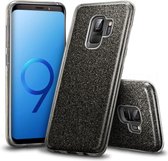HB Hoesje Geschikt voor Samsung Galaxy S9 Plus - Glitter Back Cover - Zwart