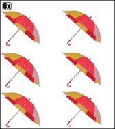 6x Paraplu rood/wit/geel 59 cm