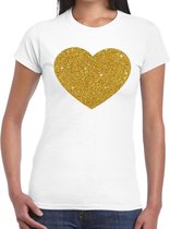 Gouden Hart glitter fun t-shirt wit dames - dames shirt Gouden Hart XXL