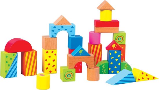 Lelin® Houten Loopwagen met 30 Blokken – Houten Speelgoed voor Leren Lopen en Stapelen – Vanaf 1 Jaar — afbeelding 3