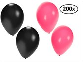 Ballonnen helium 200x pink en zwart