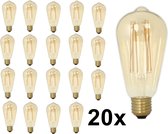 20 Stuks - E27 Calex LED volglas Longgloeidraad Rustik Lamp 240V 4W 320lm ST64, Goud 2100K Dimbaar