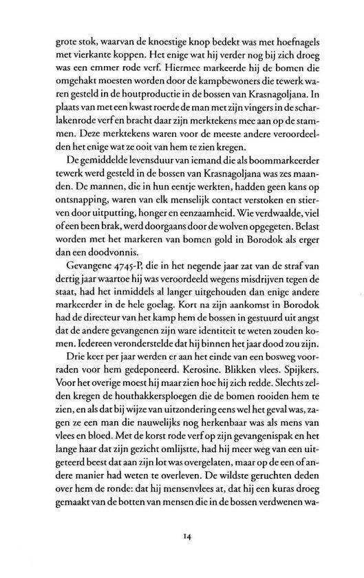 Pagina met tekst en een illustratie van een bos met markeringen op bomen.