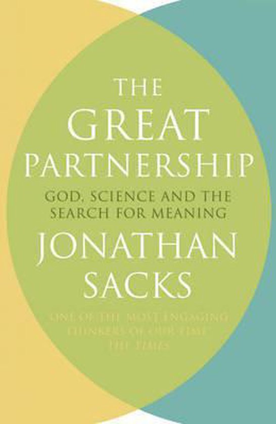 Boekcover 'The Great Partnership' van Jonathan Sacks, met de tekst 'God, Science and the Search for Meaning'.