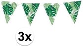 3x Groene DIY Hawaii thema feest vlaggenlijnen 1,5 meter - Vlaggenlijnen/slingers Tropisch/Hawaii feestje