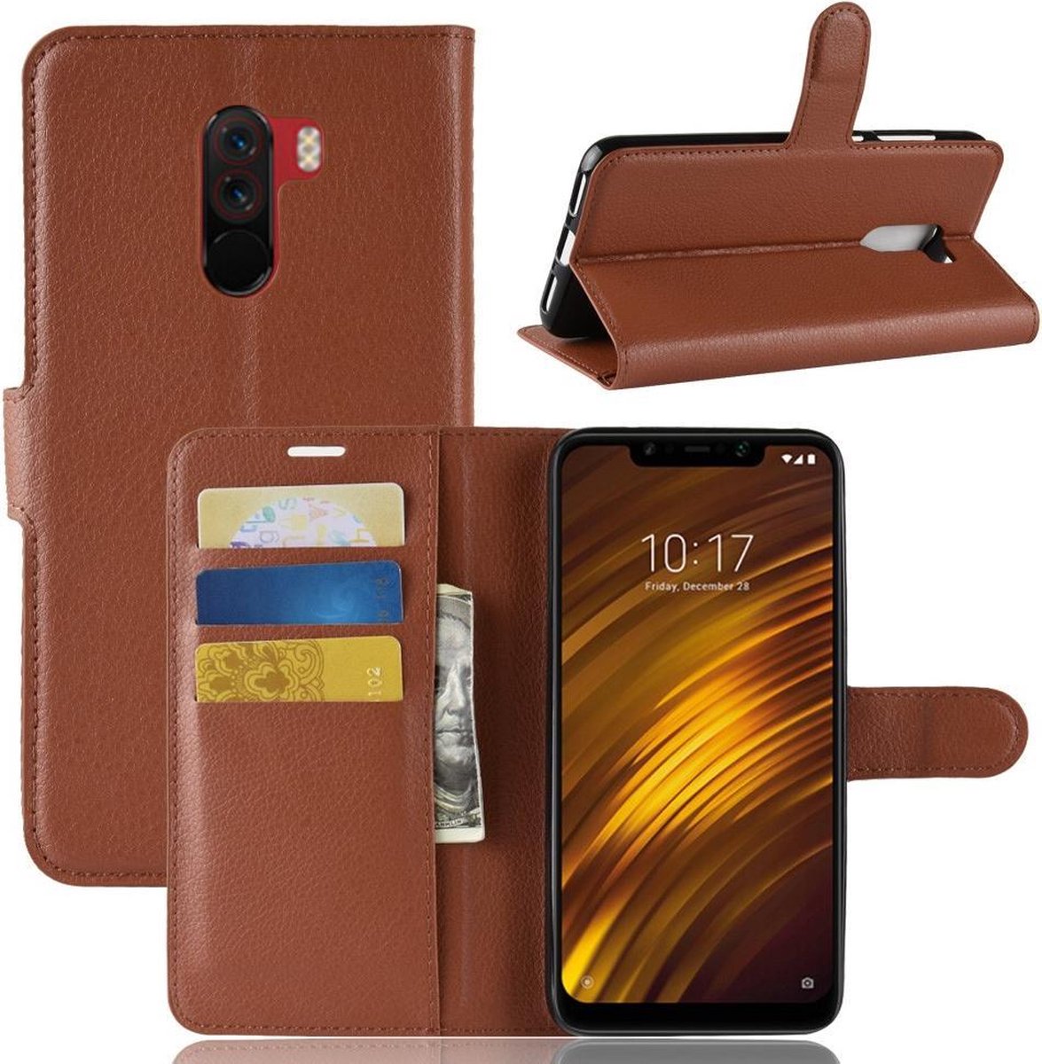 Book Case - Geschikt voor Xiaomi Pocophone F1 Hoesje - Bruin