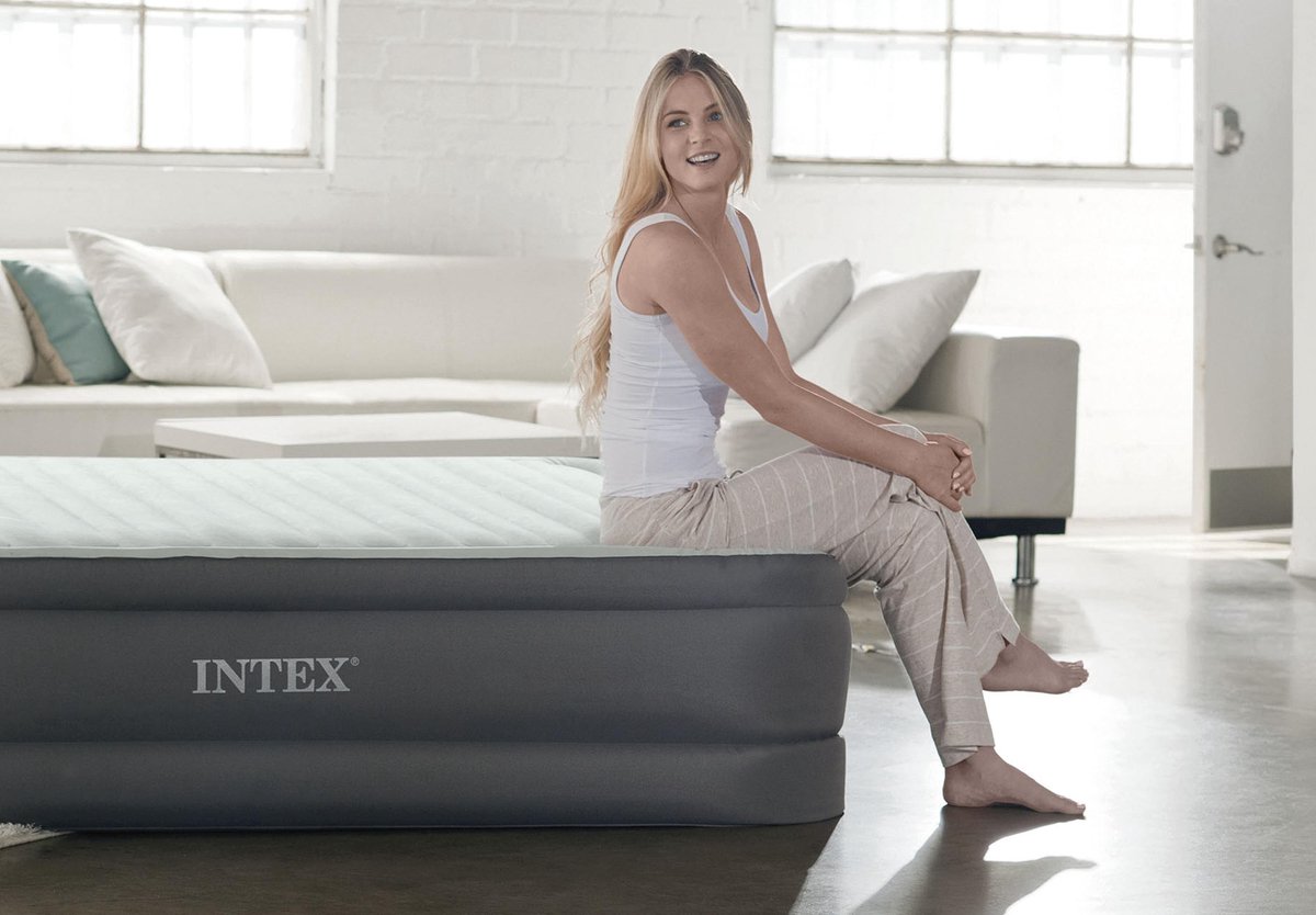 Matelas Gonflable Électrique 2 Places Confort 191cm Gris Clair