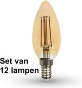 4W E14 Kaars - Super warm wit - (2200K) - Set van 12 stuks