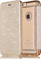 Apple iPhone 7 Plus - 8 Plus Flip Case - Goud - Glitter - PU leer - Soft TPU - Folio