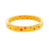 Behave Dames armband bangle oranje met stipjes 22 cm