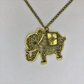 Fashionidea - Mooie bronskleurige ketting met grote olifant hanger