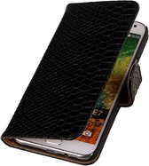 Samsung Galaxy E7 - Slangen Snake Design Zwart - Book Case Wallet Cover Cover