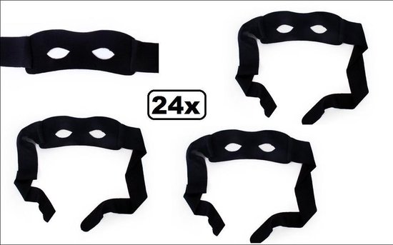 24x Oogmasker Zwarte ruiter met band