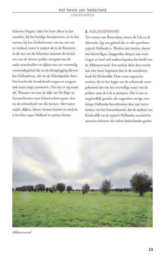 Groen weiland met bomen en een dijk, met op de achtergrond een heldere lucht.
