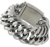 Bukovsky - Geborstelde Stalen Heren Schakelarmband - "Prestige XL" - 19 cm - Mat - Rvs - 316L Stainless Steel