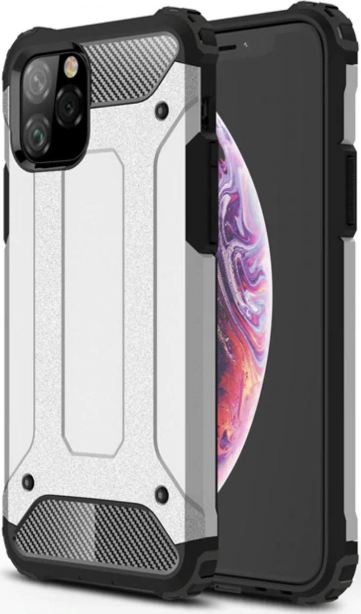 Geschikt voor Apple iPhone 11 Pro Hoesje - Zilver - Shockproof Armor Hybrid