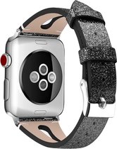 SmartphoneClip® Leer zwart metallic Bandje geschikt voor Apple Watch 38mm, 40mm en 41mm (alle generaties)