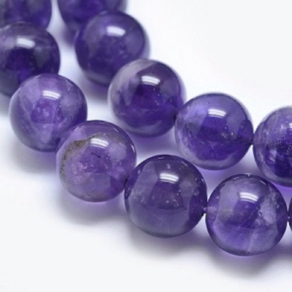 Lot De 33 Perles En Améthyste Naturelle - Diamètre 6 Mm, Trou 1 Mm - Neuf - Déstockage