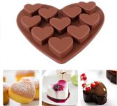 Siliconen Hart Chocoladevorm - Hartvorm Bakvorm - Mini Muffin / Cupcake Vormpjes - Bonbonvorm - 10 Hartjes