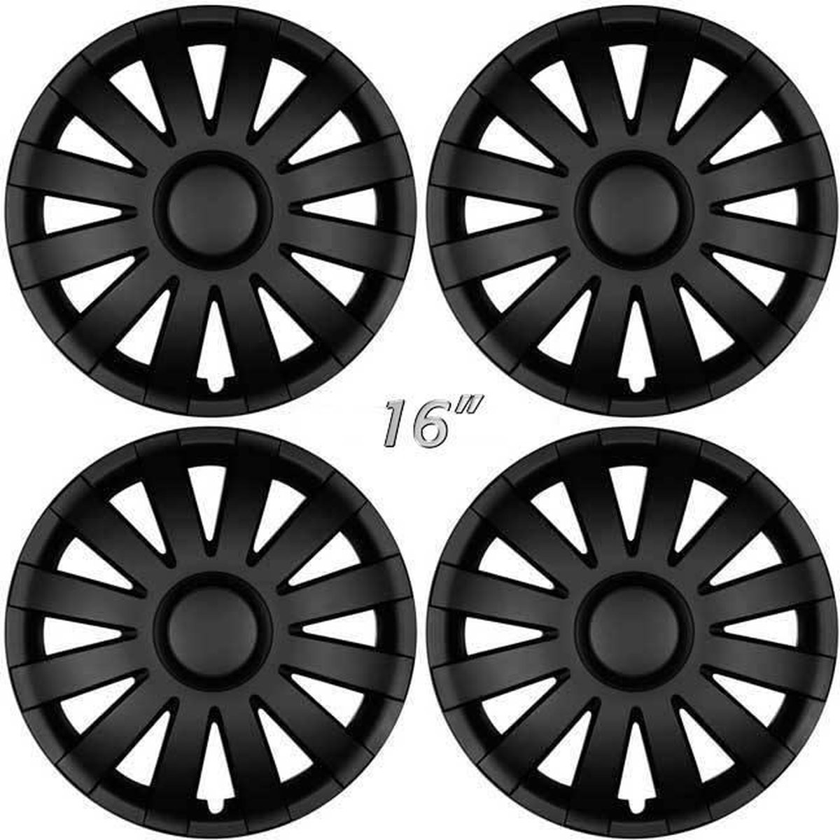 GoodGo Wieldoppen AGAT-B 16 inch satijn-zwart. Set a 4 stuks in doos (a.u.b. tekst lezen!)