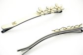 Luxe haar schuifspeldje bloemjes & strass (2-set) crème-wit.