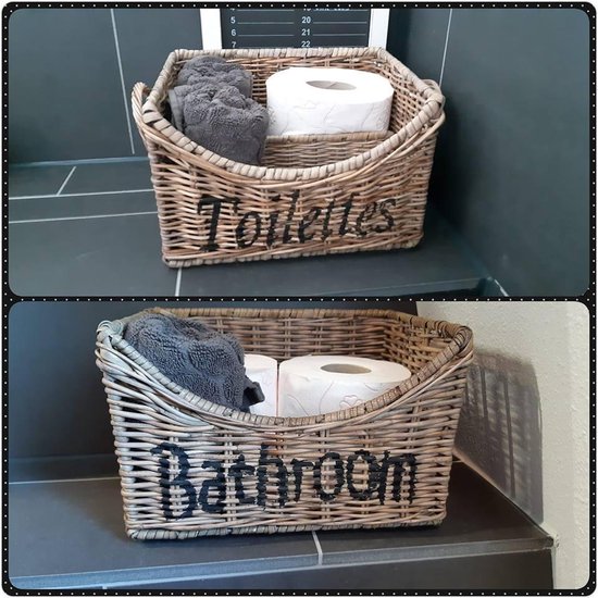 Badkamermand - Opbergmand – Bathroom - Rattan - Riet - Rieten badkamermand  - Rattan –... | bol.com