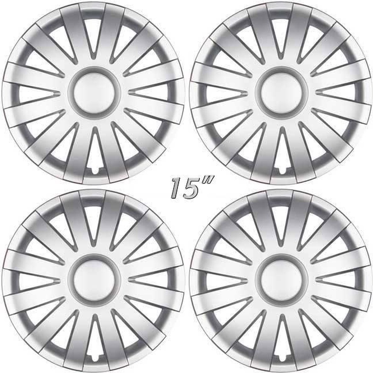 GoodGo Wieldoppen AGAT-S 15 inch zilver. Set a 4 stuks in doos (a.u.b. tekst lezen!)