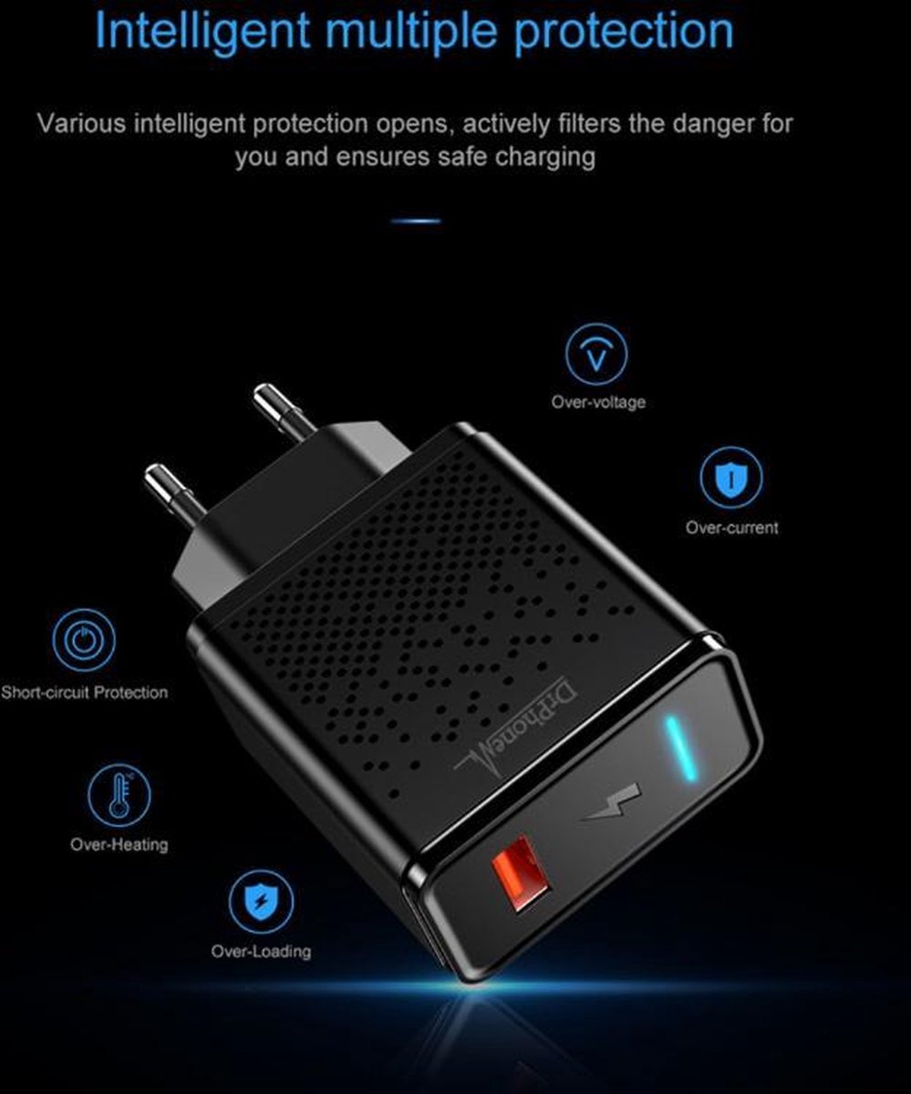 DrPhone DX4 - USB Wireless 4 IN 1 Oplader + Dock Geschikt voor iOS/Android Smartphones + iOS Watch 38/40/42/44mm + AirPods 1/2 + Bureau LED Lamp - Zwart — cadeau in Gadgets - foto 5