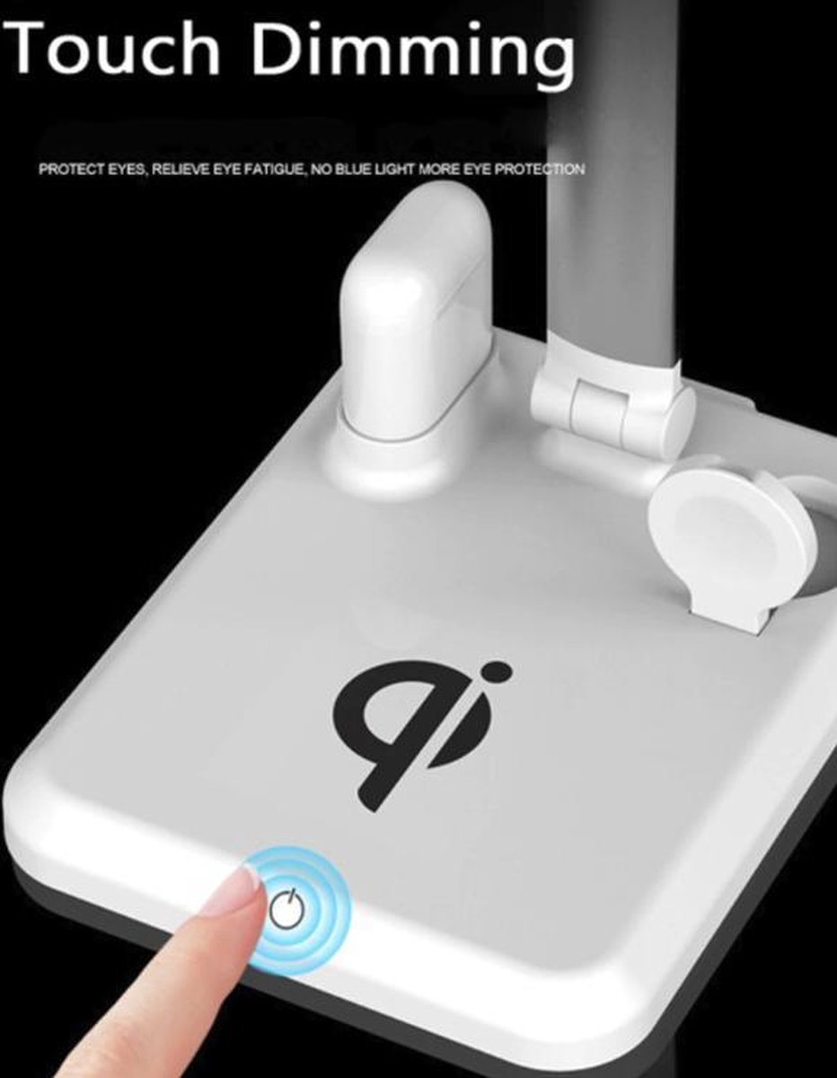 DrPhone DX4 - USB Wireless 4 IN 1 Oplader + Dock Geschikt voor iOS/Android Smartphones + iOS Watch 38/40/42/44mm + AirPods 1/2 + Bureau LED Lamp - Zwart — cadeau in Gadgets - foto 2