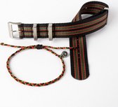 Chibuntu® - Vintage James Bond Nato Strap & Armband Set - Nato Strap & Armband collectie - Mannen - Horlogebanden - 22mm bandbreedte