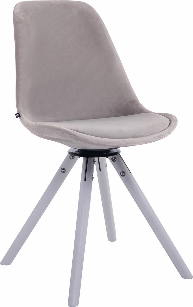 CLP Troyes Eetkamerstoel - Rond frame - Fluweel wit grijs