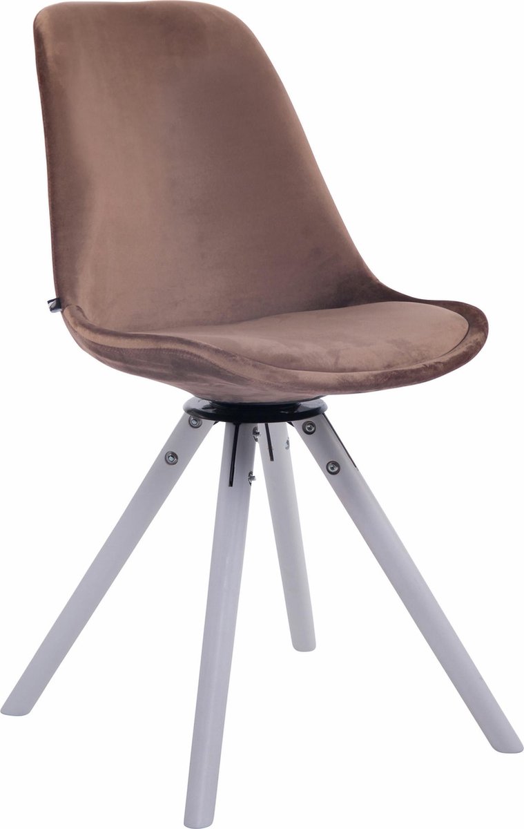 CLP Troyes Eetkamerstoel - Rond frame - Fluweel wit bruin