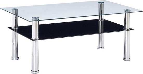Salon tafel Zwart met glas (Incl dienblad) - woonkamer tafel - decoratie  tafel -... | bol.com