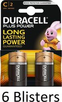 12 Stuks (6 Blisters a 2 st) Duracell Plus Power C batterijen