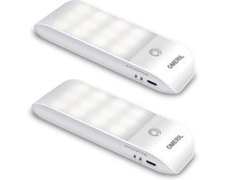 Led Nachtlampje, techole (2 stuks) LED kast licht met 24 LED, USB accu, Motion Sensor Nachtlampje met Stick-on magneetstrip voor kast, Hal, trappenhuis, kast, Garage/Lade en andere... (Energieklasse A++)
