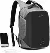 Kono Rugzak - Laptoptas inclusief USB Oplaadstation - 20 L Rugtas voor Mannen/Vrouwen - Waterdichte en Anti Diefstal Backpack - Tas voor School/Werk/Reizen - Grijs (E1946 GY)