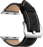 SmartphoneClip® Kalfsleer zwart Bandje geschikt voor Apple Watch 42-44-45-49mm (alle generaties)