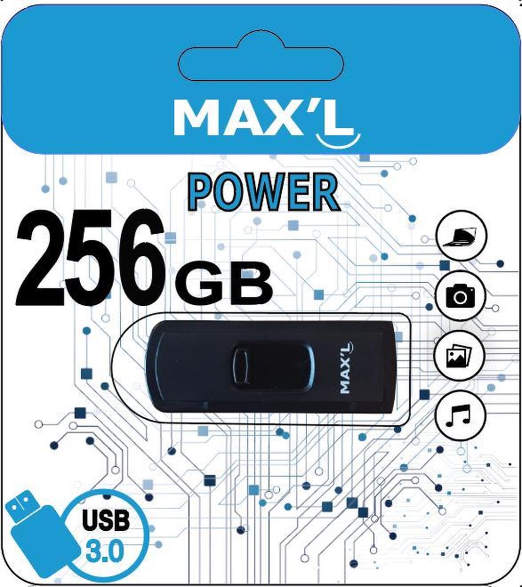 Max'L MAXL854406 USB flash drive 256 GB USB Type-A 3.0 Zwart