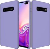 white Label Liquid Silicone Back Cover Samsung Galaxy S10+ Paars