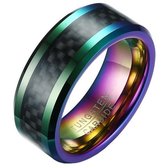 Wolfraam heren ring Carbon Fiber Multicolor Zwart 8mm-19mm