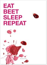 Food art print 'Eat beet sleep repeat' | Postcard om op te sturen of voor in de keuken of woonkamer | Wanddecoratie voor in een Scandinavisch interieur of boven de eettafel in de e