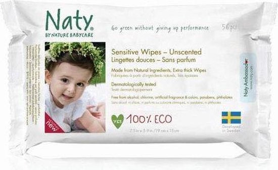 Naty Eco sensitive billendoekjes (go green) 4x56 stuks