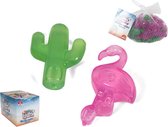 16x stuks ijsblokjes cactus/flamingo herbruikbaar - Plastic ijsblokjes - Verkoeling artikelen - Gekoelde drankjes maken