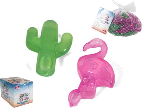16x stuks ijsblokjes cactus/flamingo herbruikbaar - Plastic ijsblokjes - Verkoeling artikelen - Gekoelde drankjes maken