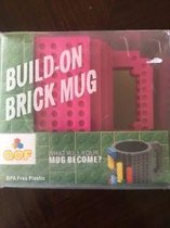 Bouwstenen mok roos - Build-On Brick Mug - Compatibel: LEGOTM, Pixel Blocks, Mega Blokes, KRE-O, K'NEX-stenen