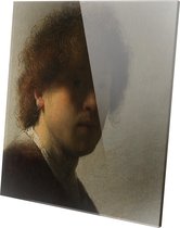 Schilderij - Zelfportret Rembrandt Rembrandt Rijn Oude Meesters - Bruin - 100 X 100 Cm Zelfportret Van Rembrandt | Rembrandt Van Rijn | Plexiglas | Wanddecoratie | 100cm X 100cm |