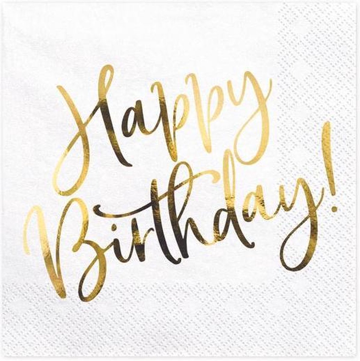 PartyDeco - Servetten Happy birthday wit (20 stuks)
