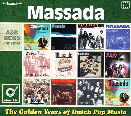 Collage van albumhoezen van Massada. Titel: The Golden Years of Dutch Pop Music.