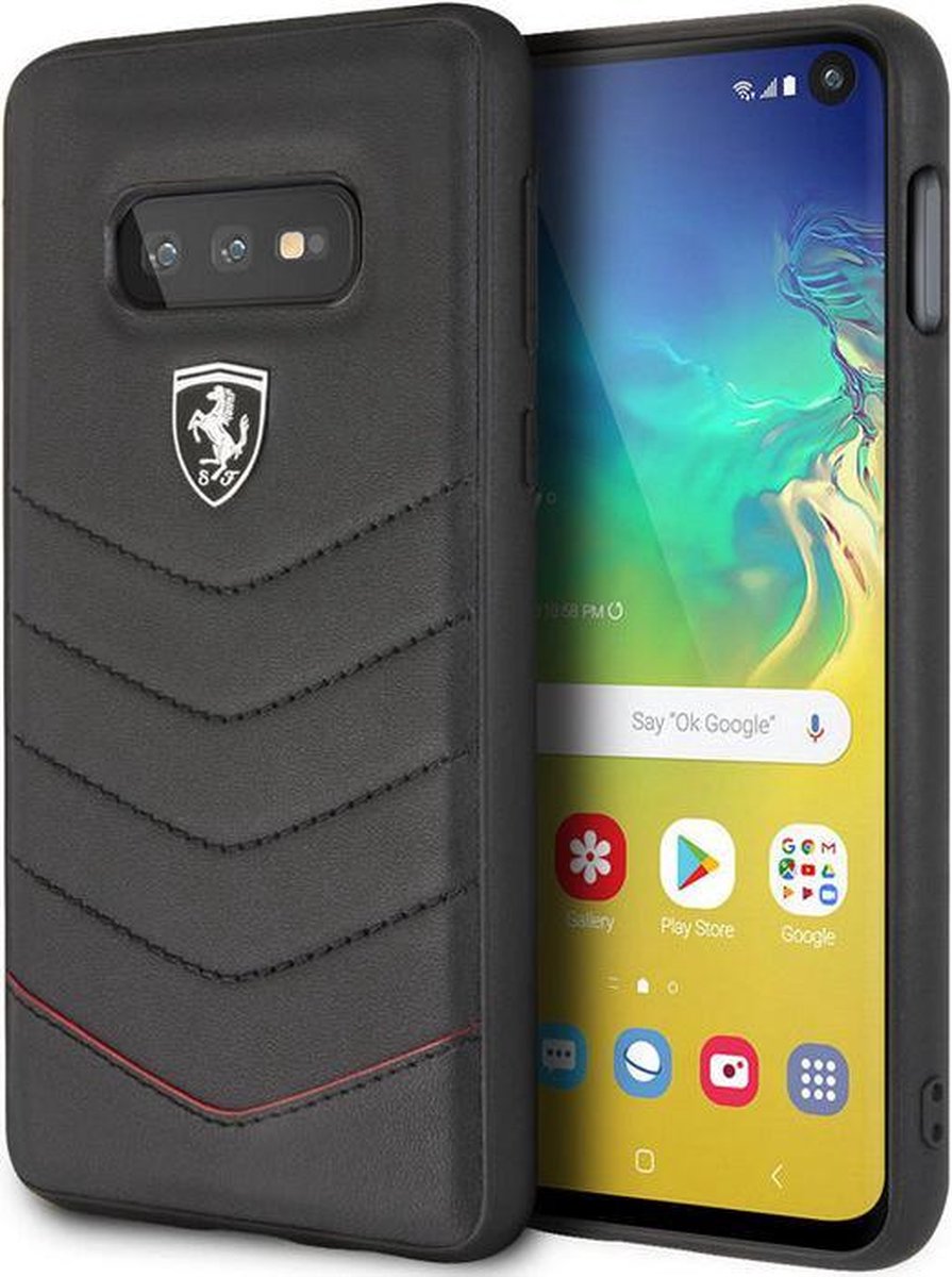 Ferrari Heritage Leather Back Case - Geschikt voor Samsung Galaxy S10e - Zwart