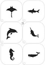 schminksjablonen - vissen / zeepaard - 6 assorti